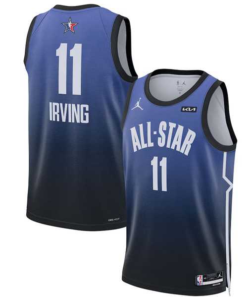 Mens 2023 All-Star #11 Kyrie Irving Blue Game Swingman Stitched Basketball Jersey Dzhi